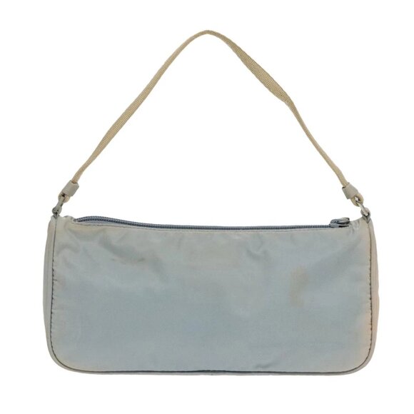 PRADA Pouch Nylon Blue Beige Silver Auth ep5947 - Picture 3 of 15